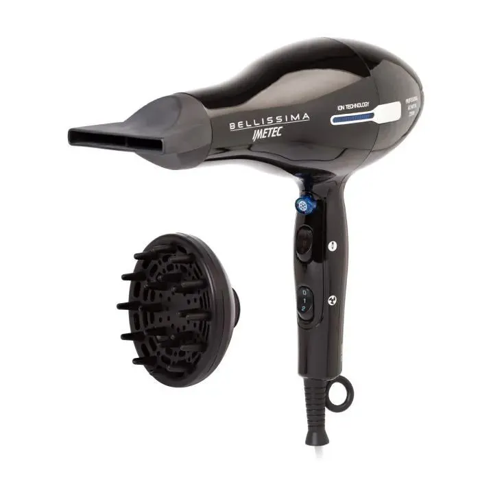 Sèche Cheveux Bellissima P2 2200 - IMETEC - 3 températures - 2 vitesses - Noir