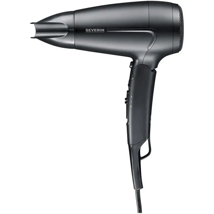 Sèche-cheveux de voyage compact - SEVERIN - HT 0159 - Diffuseur & Concentrateur - 1600 W - Poignée pliable - Noir
