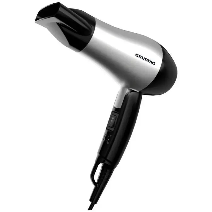 Sèche-cheveux de voyage Grundig HD 2200 - Argent-Noir - 2200W - Ioniseur dair