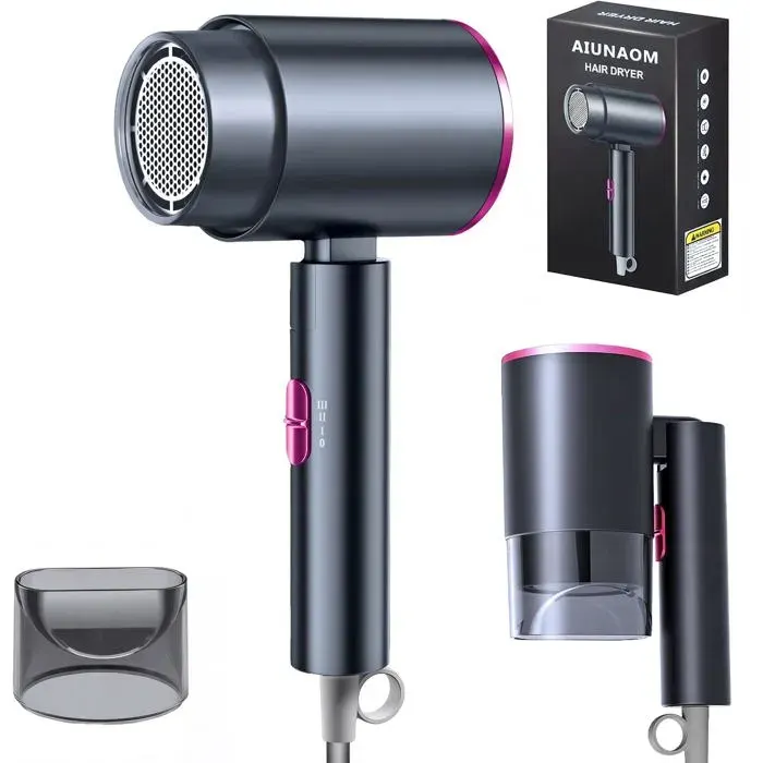 Seche cheveux de voyage pliable 2000W seche cheveux professionnel à séchage rapide avec touches air chaud/froid seche cheveux pl
