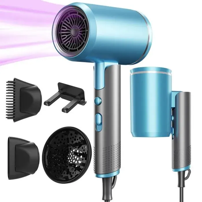 Sèche-cheveux de voyage pliable ions négatifs 400g silencieux séchage 5 min double filtre – compagnon nomade