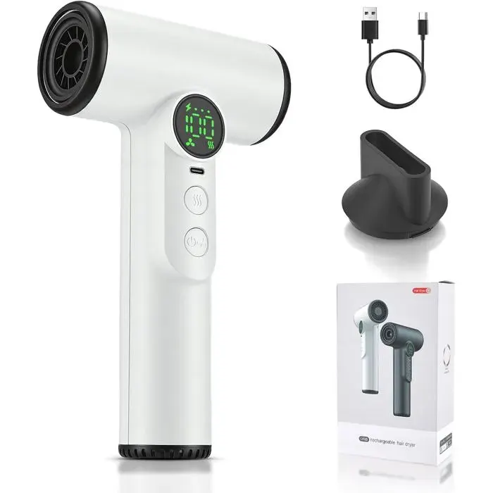 Sèche-Cheveux De Voyage Pro Avec Batterie 15600Mah - Sèche-Cheveux Sans Fil Avec 100 Températures & Vitesses - Séchoir Porta[SC318]