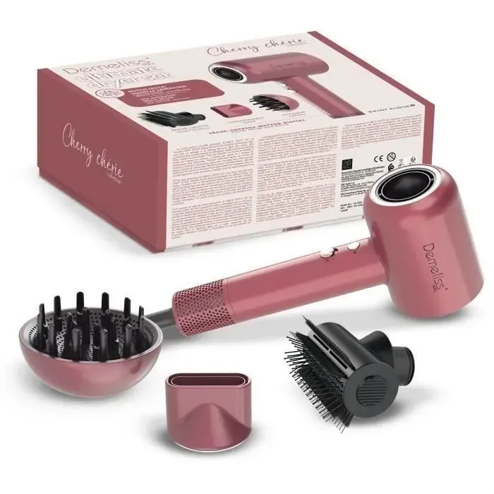 Sèche-cheveux - DEMELISS - ULTIMATE DRYER SET - Diffuseur magnétique - 1600 W - Cherry Chérie