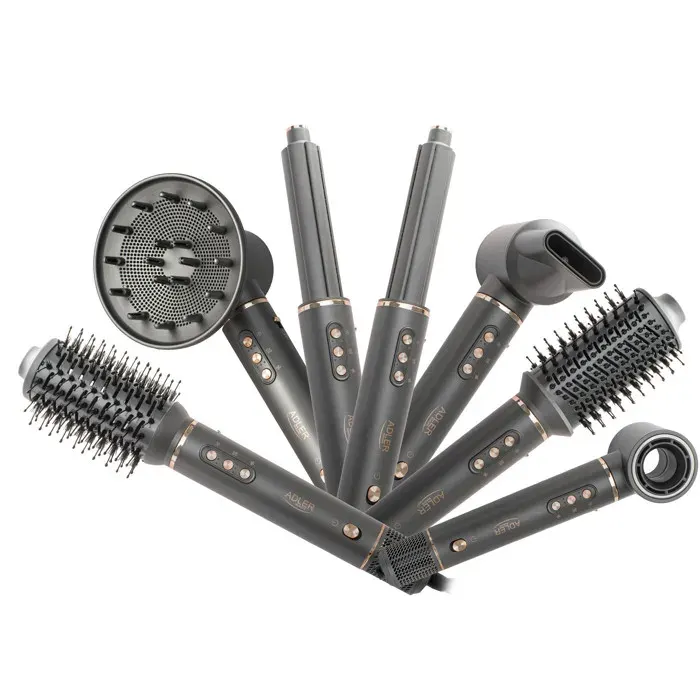 Sèche-cheveux et fer à boucler 7 en 1 - 7 embouts ionisation air froid 3 températures 3 vitesses étui de voyage AD 2030 Adler
