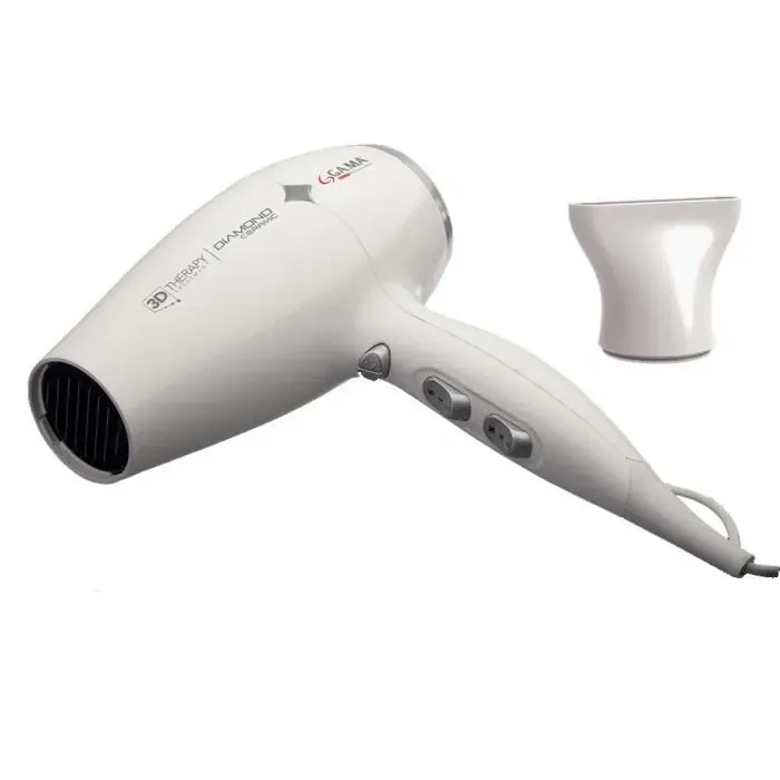 Sèche-cheveux - GAMA - Diamond Caramic Ion - 2200 W - Blanc - Ioniseur dair Oui