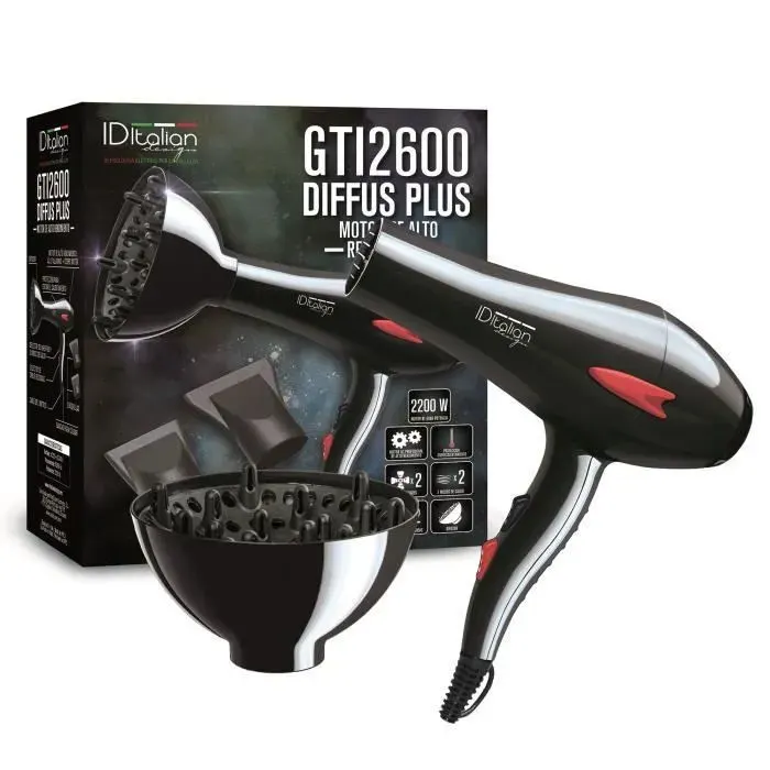Sèche-cheveux - GTI - 2600 - 2200W - 2 vitesses - 3 modes de chauffage