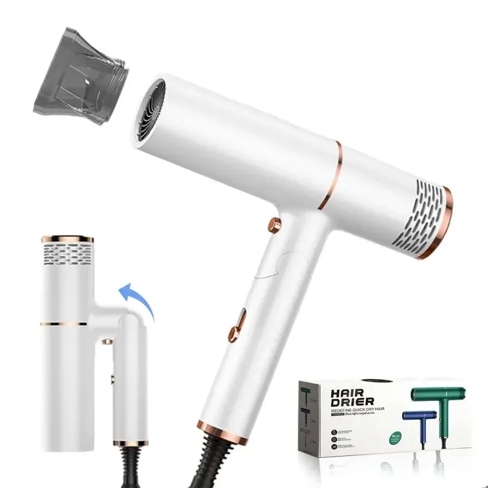 Sèche-cheveux ionique 1500W pliable 3 températures/2 vitesses protection surchauffe + concentrateur