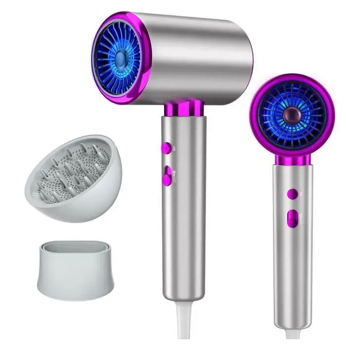 Sèche Cheveux Ionique 2400W Séchage Ultra Rapide Diffuseur Boucles 3 Températures 2 Vitesses Air Froid Léger Silencieux Idéal