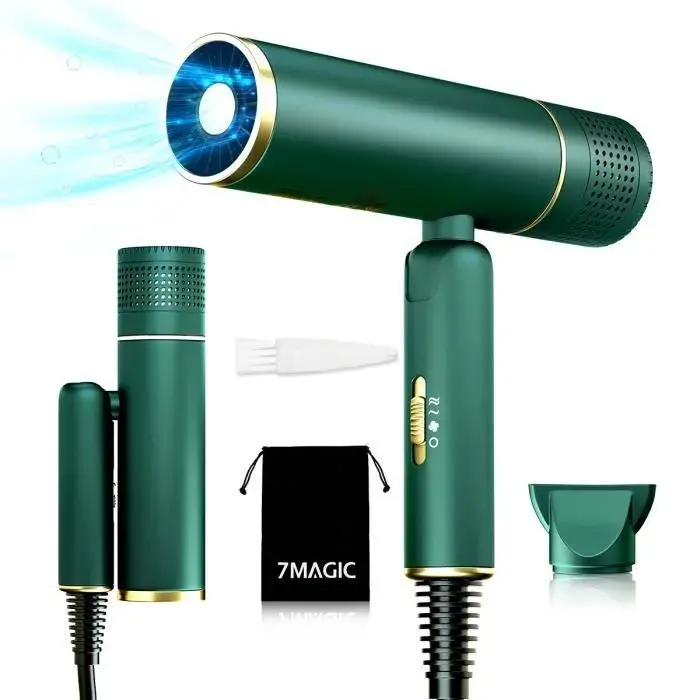 Sèche-cheveux ionique à grande vitesse KNKA Professionnel Hair Dryer- 1600W - protéger cheveux - Portable et pliable - verte