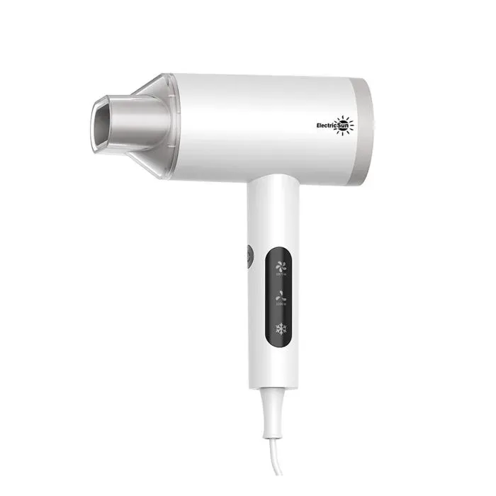 Sèche-cheveux Ionique ElectricSun 1875W 3 réglages de chaleur et 2 vitesses avec capteur tactile Blanc