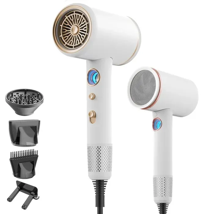 Sèche-cheveux ionique haute vitesse - Yantastic - 2400w40000 rpmbouton chaud/froid - Blanc