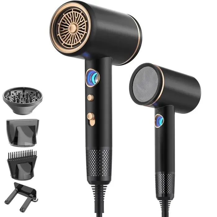 Sèche-cheveux ionique haute vitesse - Yantastic - 2400w40000 rpmbouton chaud/froid - Noir