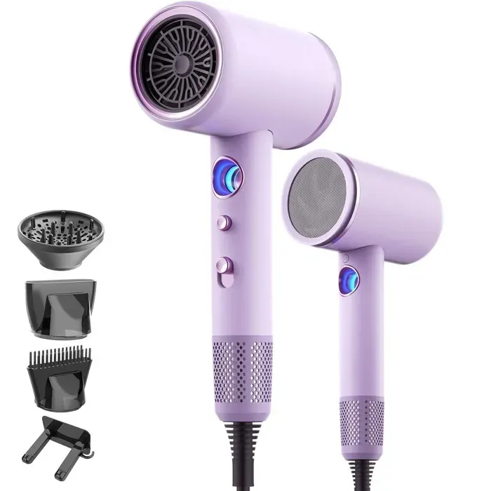 Sèche-cheveux ionique haute vitesse - Yantastic - 2400w40000 rpmbouton chaud/froid - Violet