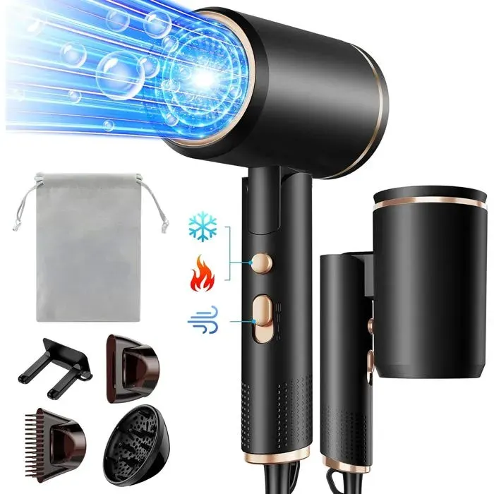 Sèche-cheveux ionique pliable 2400 W sèche-cheveux de voyage professionnel avec bouton chaud/froid sèche-cheveux de salon à