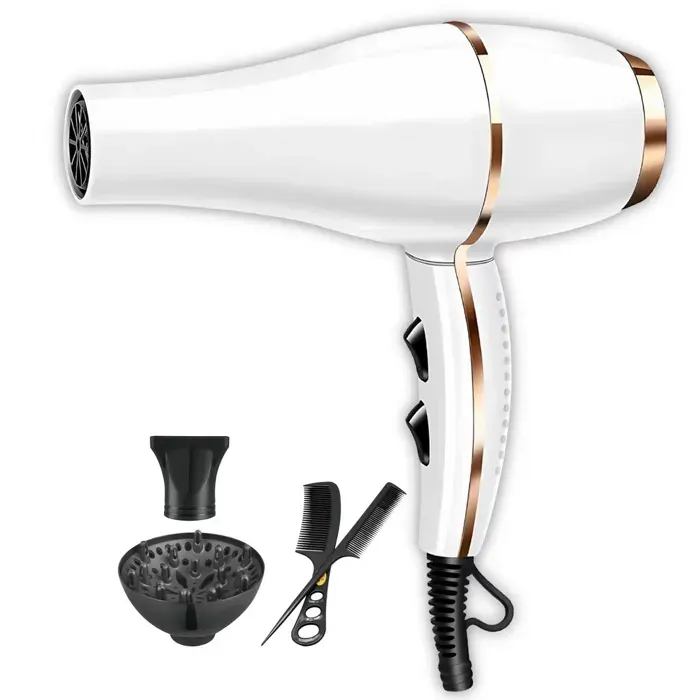 Sèche cheveux Ionique pro - FAMICAM - 3000W 3 modes de chaleur et 2 vitesses sèche-cheveux avec concentrateur diffuseur et peigne — coloris Blanc
