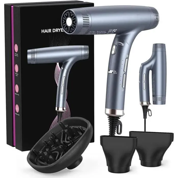 Sèche-cheveux Ionique Professionnel 110000 tr-min Peu de Bruit Diffuseur Magnétique Affichage Lumineux Microfiltre Innovant