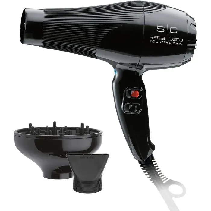 Sèche-cheveux ionique professionnel - 2800W - Technologie tourmaline - Technologie ionique - 2 vitesses — coloris Noire