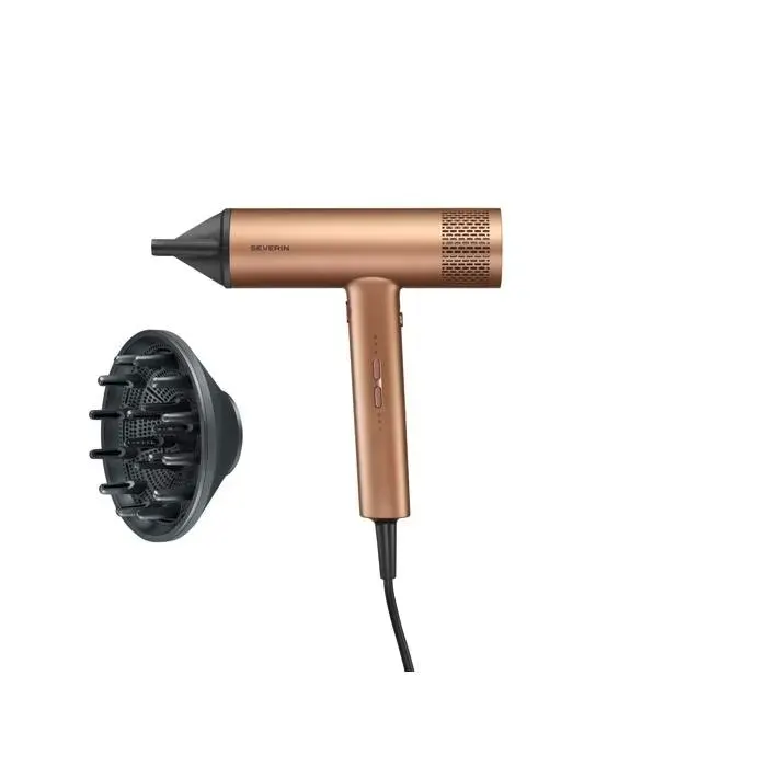 Sèche-cheveux ionique - SEVERIN - S-Style Speed Pro - Concentrateur & diffuseur magnétiques - 2000 W - Bronze - HT0172