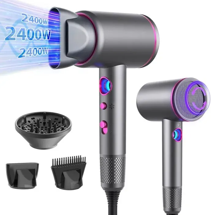 Sèche-Cheveux Ionique2400W Seche Cheveux ProfessionnelSèche-Cheveux VoyageHair Dryer Puissant 3 Températures/3 VitessesSeche C