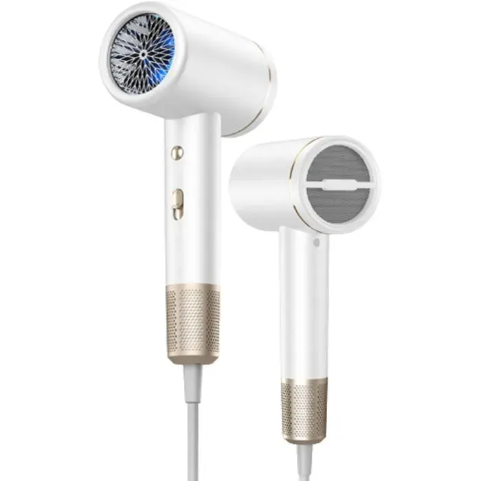 Sèche-cheveux ions négatifs régulation intelligente de la température conception ergonomique portable blanc