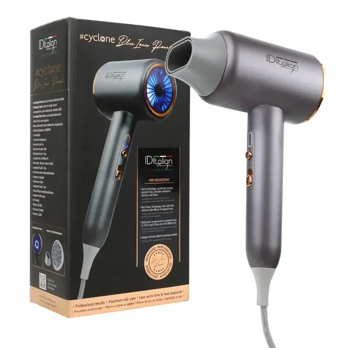 Sèche-cheveux - ITALIAN DESIGN - Cyclone Blue Ionic Power - 2 200 W - 3 vitesses - Technologie ionique