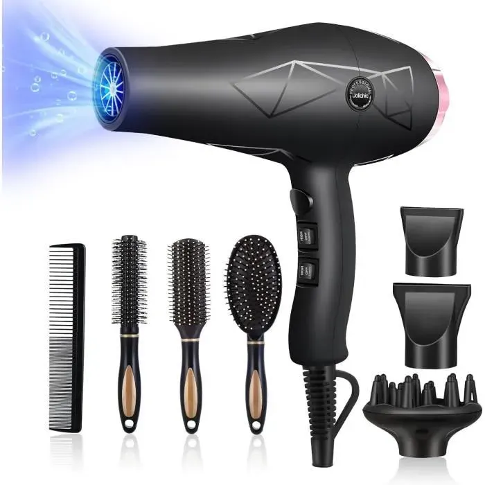 Sèche-cheveux - Jolichic - Professionnel - 2400W - Ionique - 2 Vitesses 3 Réglages de chaleur — coloris Noire