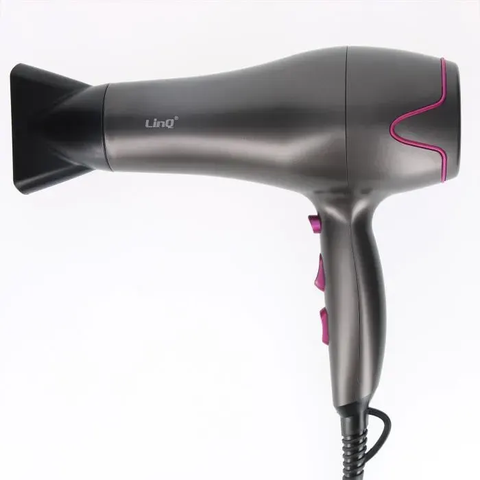 Sèche-cheveux - LINQ - 2400W - Noir-Violet - Ioniseur dair - Embout amovible