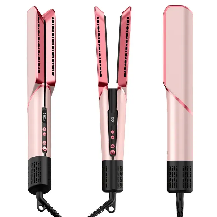 Sèche-cheveux lisseur haute vitesse – Ions négatifs utilisable sur cheveux secs et mouillés température réglable 80‑160 °C – Rose