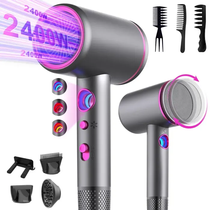 Sèche-cheveux - MAXLABER - 2400W - Ionique - DC 40 000 tr/min - 3 vitesses / 3 températures — coloris Gris