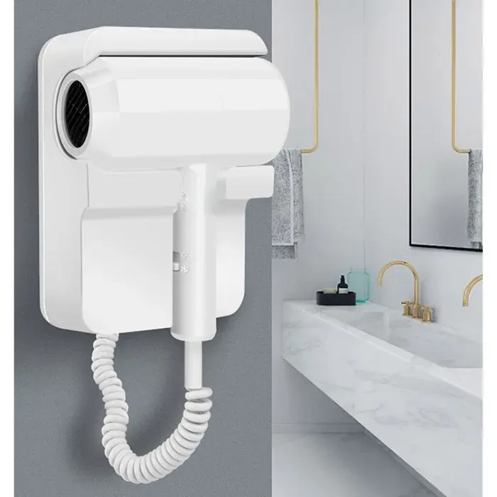 Sèche-cheveux mural 1300W – moteur 20000 tr/min température constante 2 vitesses – pour hôtel et salle de bain