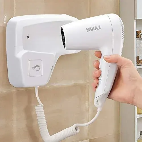 Sèche-cheveux mural - BAKAJI - 2831931 - Blanc - Design moderne - Pratique et rapide