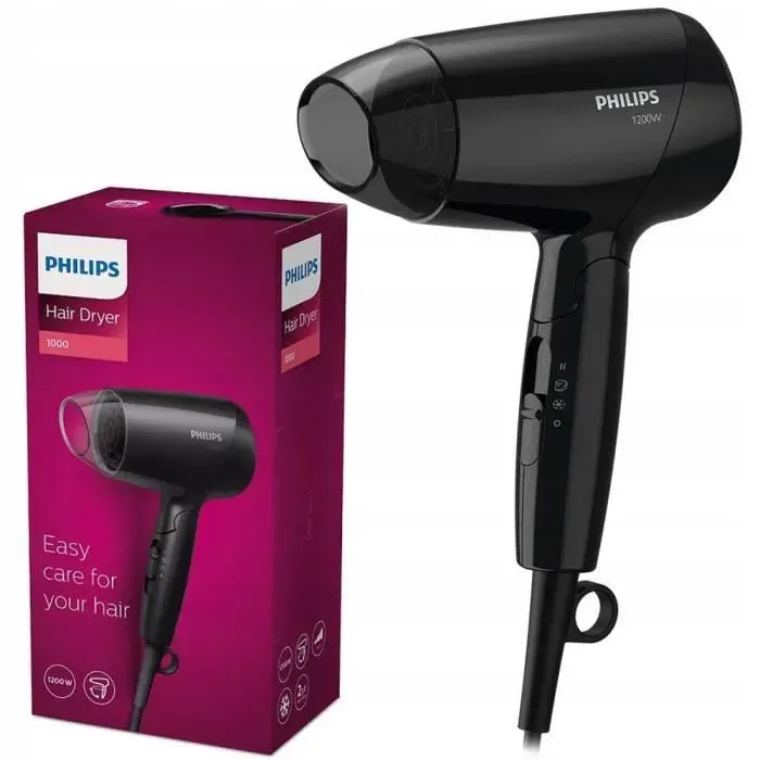 Sèche cheveux - PHILIPS - BHC010/10 - 1200W - Compact - Pliable - Air froid