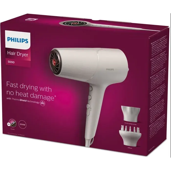Sèche-cheveux - PHILIPS - BHD501/20 - ThermoShield - diffuseur - 2100 W