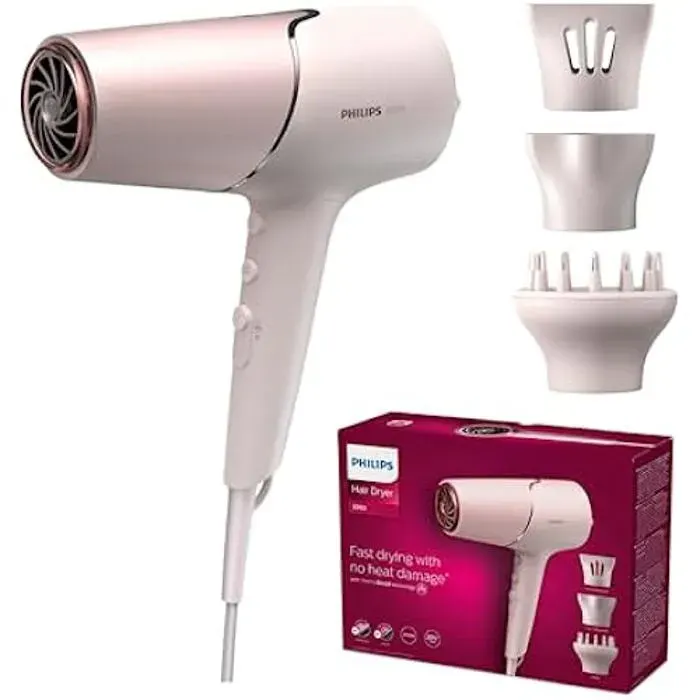 Sèche-cheveux Philips Série 5000 - Technologie ThermoShield - Diffuseur de volume et concentrateurs 9mm et 11mm