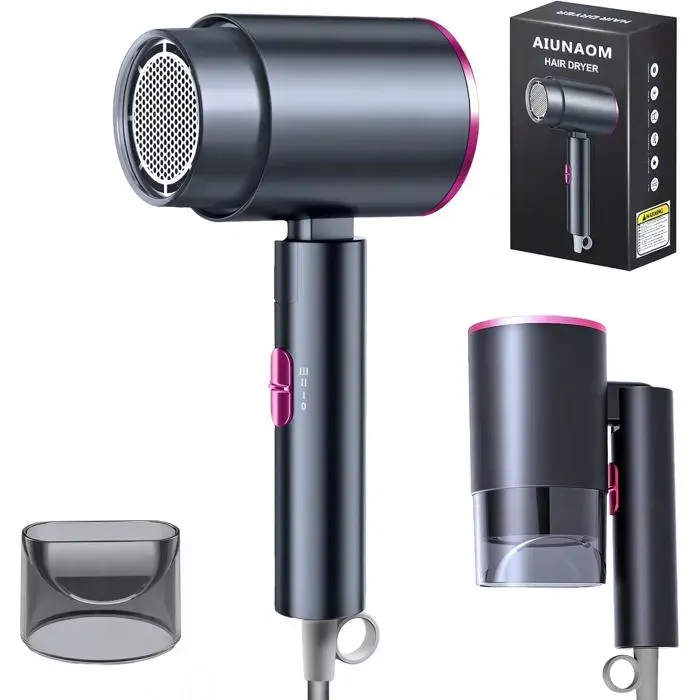 Sèche-Cheveux Pliable 2000W Séchage Rapide Air Chaud/Froid Compact Idéal Maison et Voyage