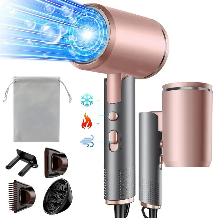 Seche Cheveux Pliable 2400W Sèche-Cheveux Ionique avec Diffuseur Professionnel Hair Dryer 3 températures/3 vitesses bouton