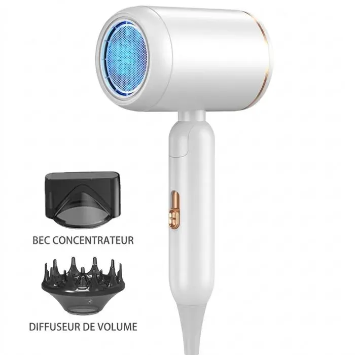 Sèche-cheveux pliant portable à moteur turbo haute vitessetempérature constante double réglagedouble lumière bleue soin capillaire