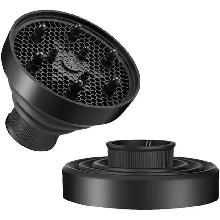 Sèche-cheveux portable pliable avec diffuseur et concentrateur de flux dair pour les voyages et les salons de coiffure (noir).