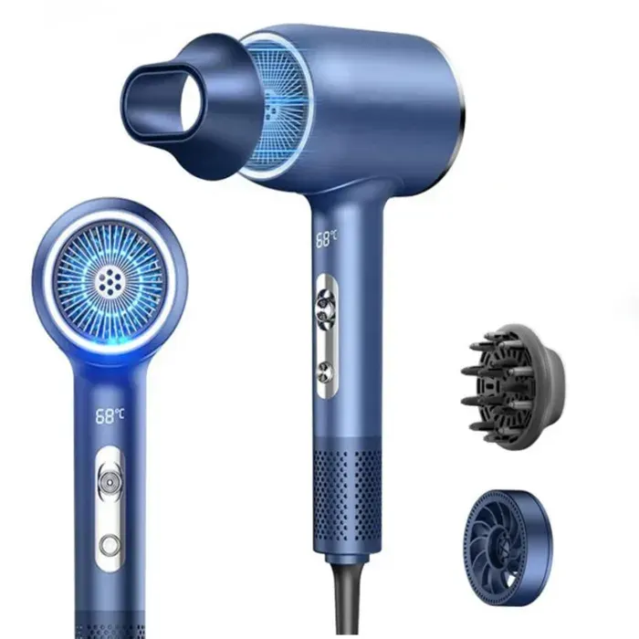 Sèche Cheveux professionale Ionique - 5 Vitesses avec Diffuseur - Soin capillaire Léger - Pour MaisonSalon Voyageurs et Coiffeur — coloris Bleu