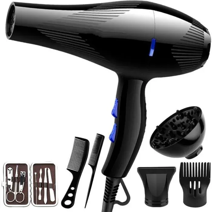 Sèche-cheveux professionnel 1000W – Moteur AC puissant – Cordon de sécurité anti-fuite – Pour séchage rapide et efficace