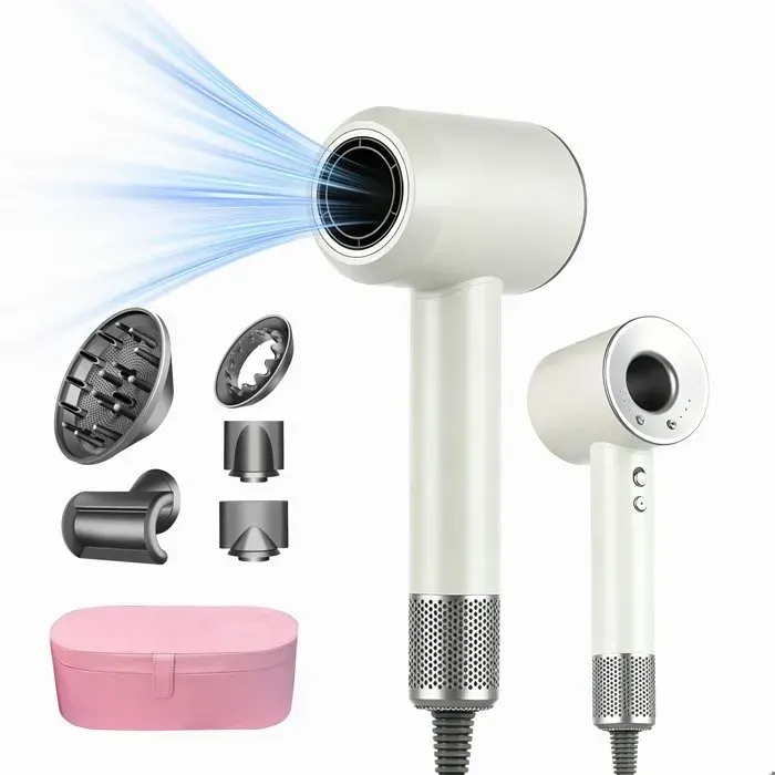 Sèche Cheveux Professionnel 1450 W 3 Vitesses 3 Températures Air Chaud/Froid avec Diffuseur Boucles Concentrateur Seche Blanc
