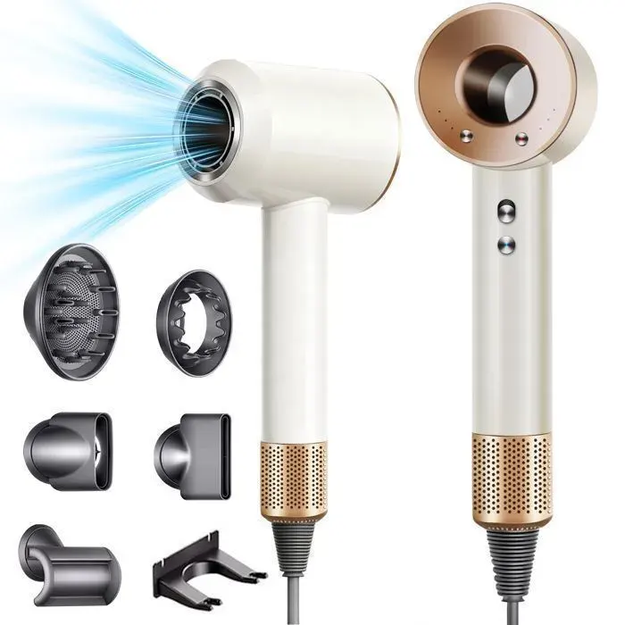 Seche Cheveux Professionnel 2 000W avec 5 Embouts Magnétiques Diffuseur pour Cheveux Bouclés Compact et Léger pour Voyage