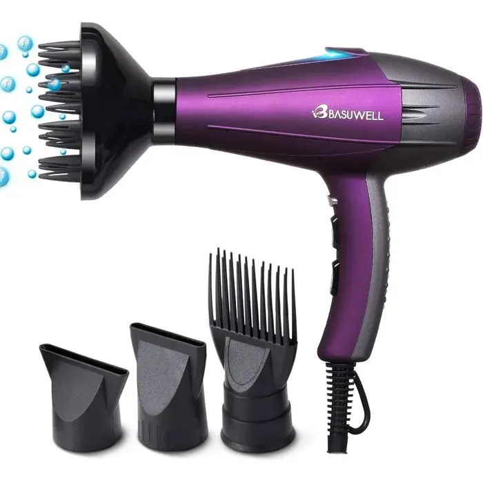 Sèche-Cheveux Professionnel 2100W Ionique et Infrarouge Diffuseur + Peigne + Buse Moteur AC Puissant