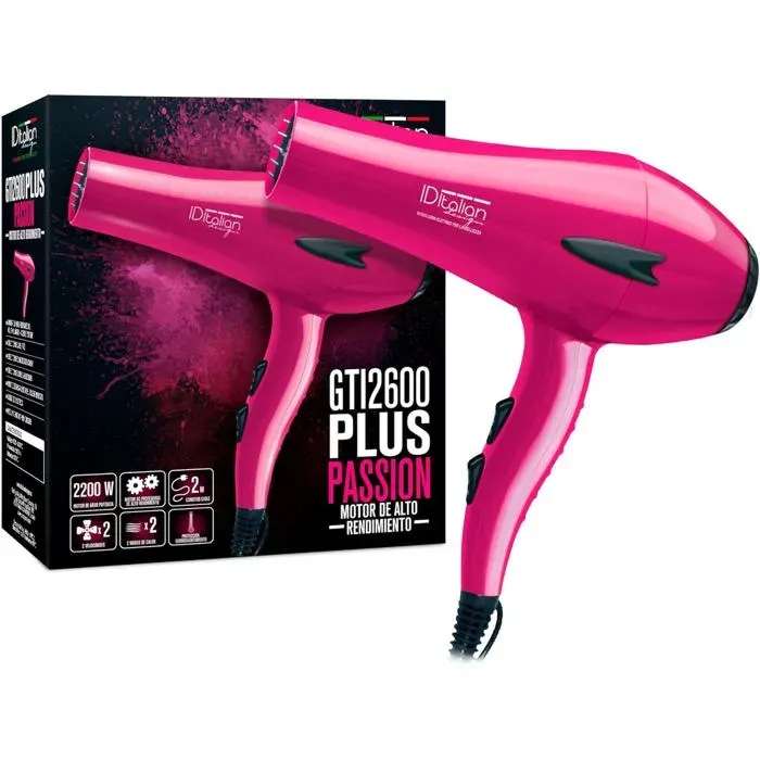 Sèche-cheveux professionnel 2200W AC GTI 2600 2 vitesses 2 températures air froid puissant rose