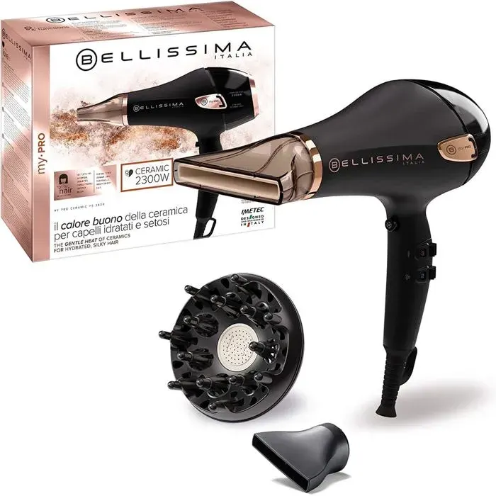 Sèche-cheveux professionnel 2300W céramique + ionique diffuseur + concentrateur cheveux doux et brillants séchage rapide