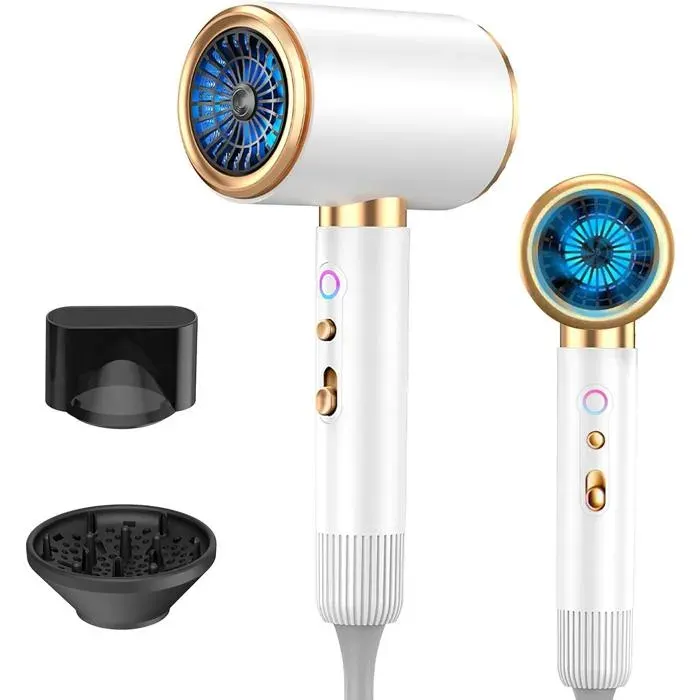 Seche Cheveux Professionnel 2400W Onction Air Chaud/froid Température Constante 3 Températures et 2 Vitesse Diffuseur Buses