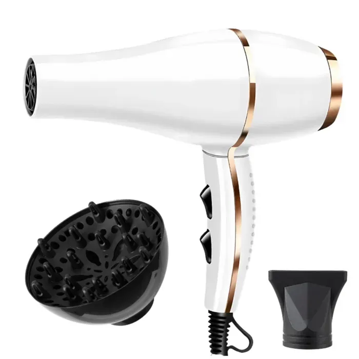 Sèche-cheveux professionnel à 3 vitesses air chaud et froid adapté à une utilisation àdomicile ou en salon puissance élevée de 3000W — coloris Blanc