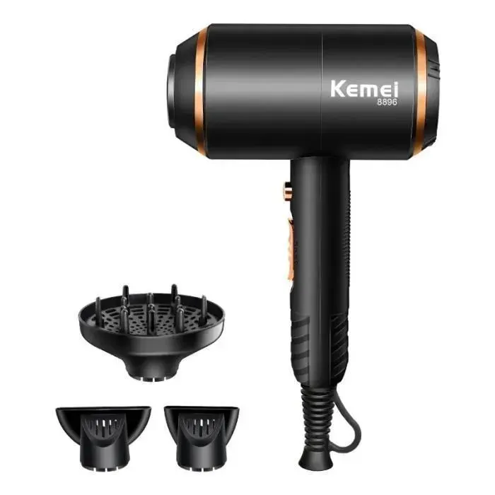 Sèche-cheveux professionnel à air chaud / froid de ventilateur électrique 4000 Noir