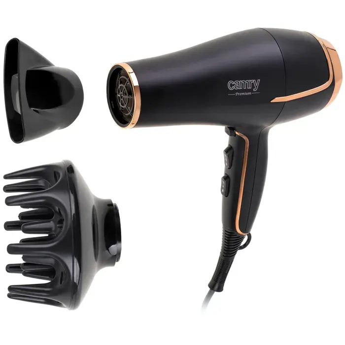 Sèche-Cheveux Professionnel avec Diffuseur 3 Niveaux de Température Cool Shot Camry CR2255 2200W Noir