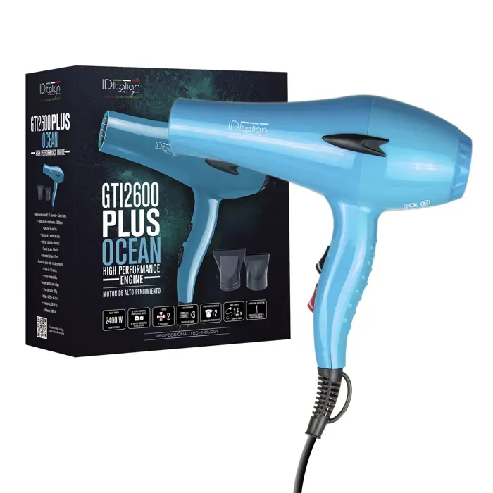 Sèche-cheveux professionnel GTI 2000 W avec 2 vitesses et 3 ajustements de température bleu - Italian Design
